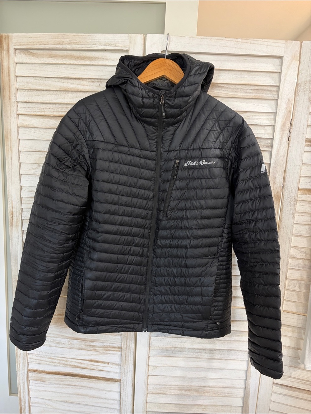 Eddie Bauer Black Quilted Lightweight Packable Hooded Puffer Jacket
